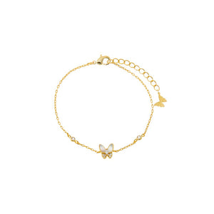 White CZ & MOP Butterfly Accent Bracelet - Adina Eden's Jewels
