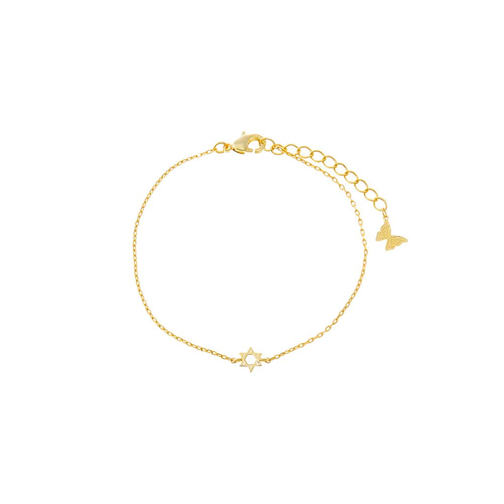 Gold Dainty Solid Star of David Bracelet - Adina Eden's Jewels