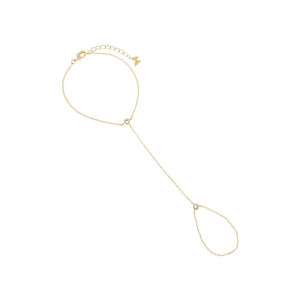 Gold Double CZ Bezel Hand Chain - Adina Eden's Jewels