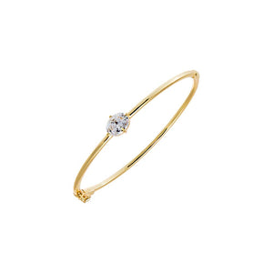 Gold CZ Oval Accent Bangle Bracelet - Adina Eden's Jewels