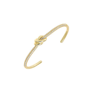 Gold Pave Love Knot Cuff Bangle Bracelet - Adina Eden's Jewels