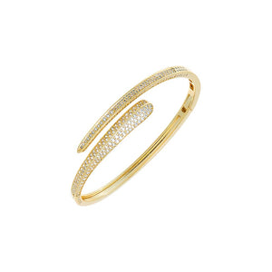 Gold Graduated Pave Overlay Claw Bangle Bracelet - Adina Eden's Jewels