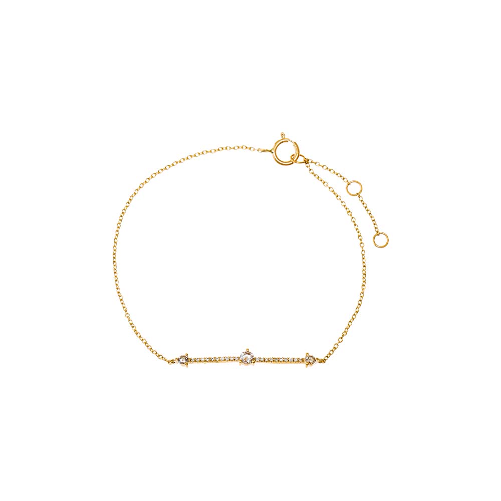 14K Gold Scattered Diamond W/ Pave Bar Bracelet 14K - Adina Eden's Jewels