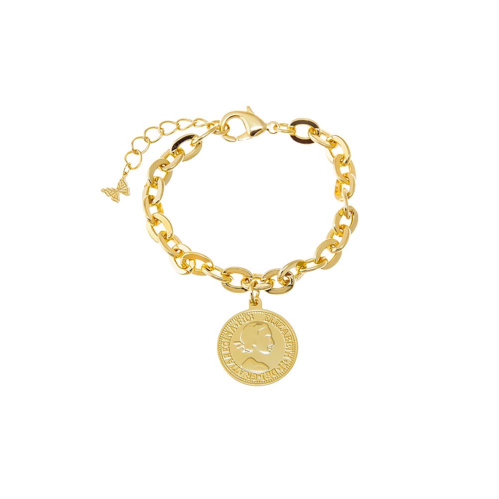 Gold Vintage Coin Box Link Chain Bracelet - Adina Eden's Jewels