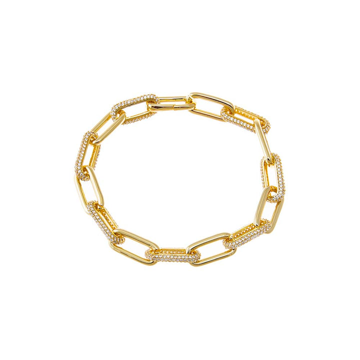 Gold / 7.5 CZ Pave Fancy Box Link Bracelet - Adina Eden's Jewels