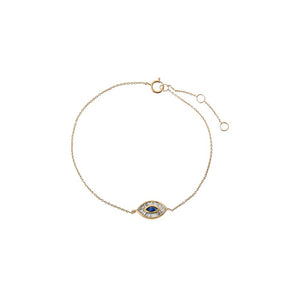 14K Gold Diamond & Sapphire Blue Baguette Evil Eye Bracelet 14K - Adina Eden's Jewels
