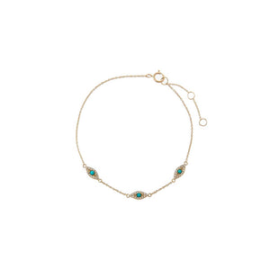 14K Gold Diamond Pave & Turquoise Multi Evil Eye Bracelet 14K - Adina Eden's Jewels