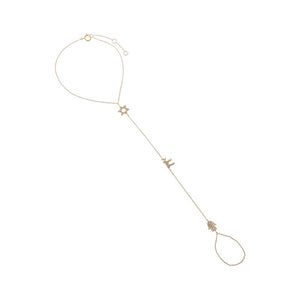 14K Gold Diamond Pave Triple Jewish Charm Hand Chain 14K - Adina Eden's Jewels