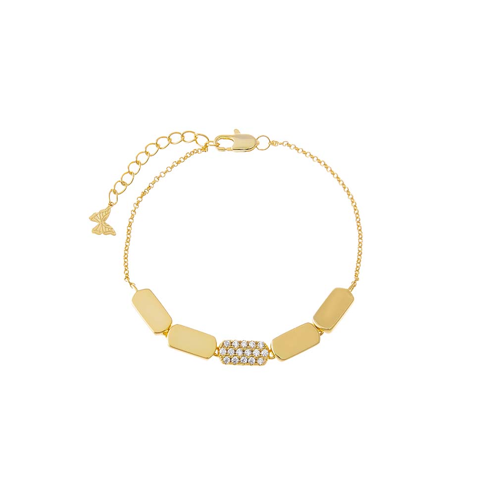 Gold Pave Accented Multi Bar Half Tennis Chain Bracelet - Adina Eden's Jewels