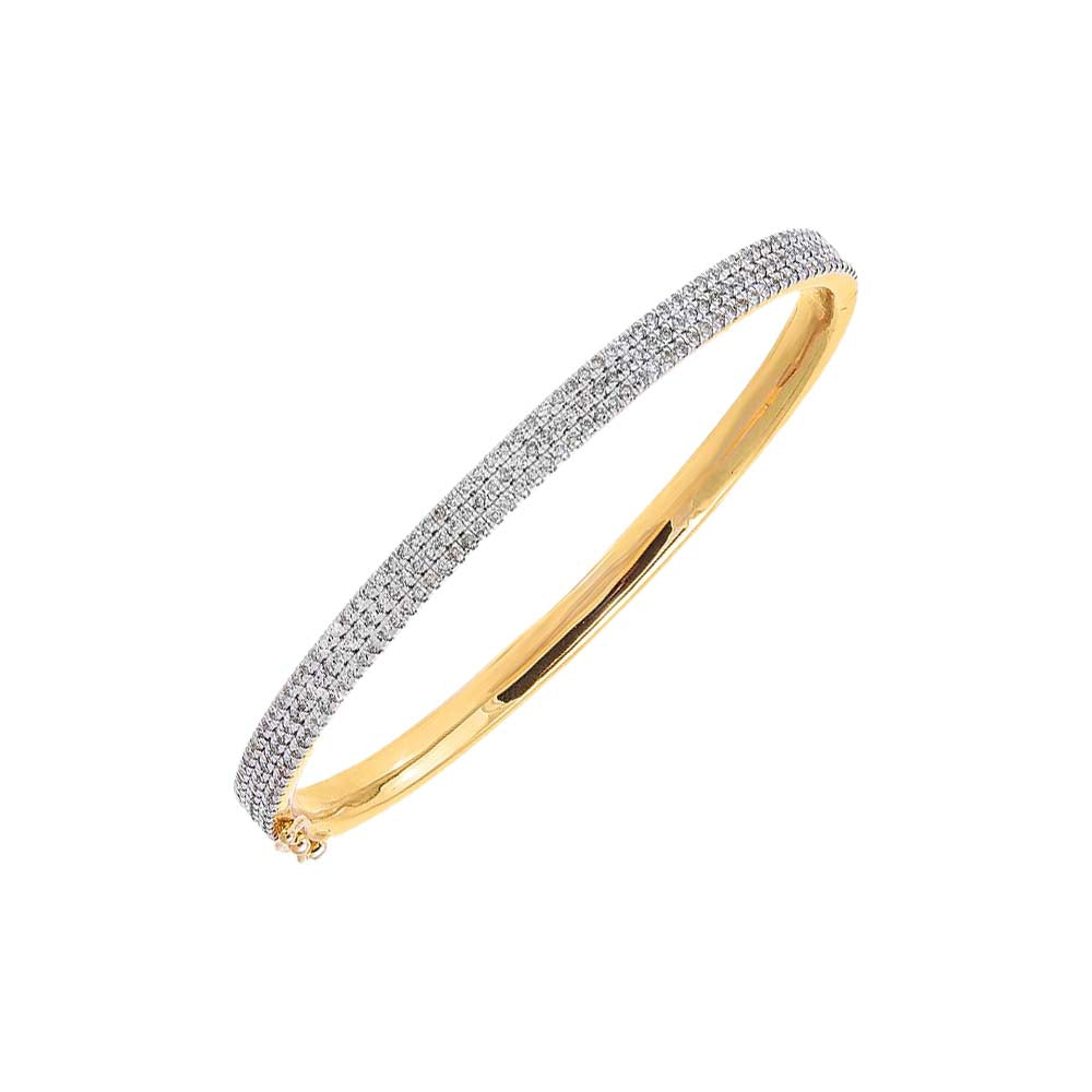 14K Gold Diamond Triple Row Pave Bangle Bracelet 14K - Adina Eden's Jewels
