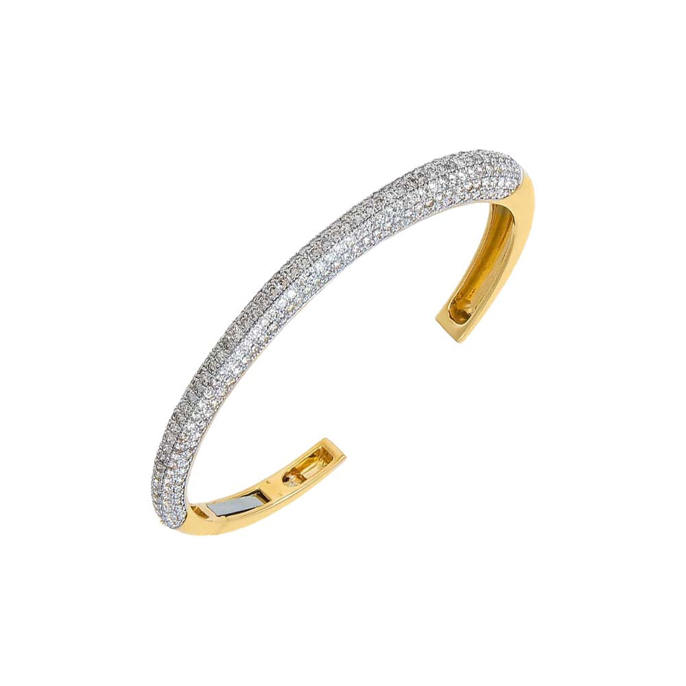 14K Gold Diamond Rounded Pave Open Bangle Bracelet 14K - Adina Eden's Jewels