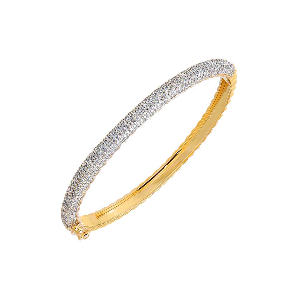 14K Gold Diamond Rounded Pave Bangle Bracelet 14K - Adina Eden's Jewels