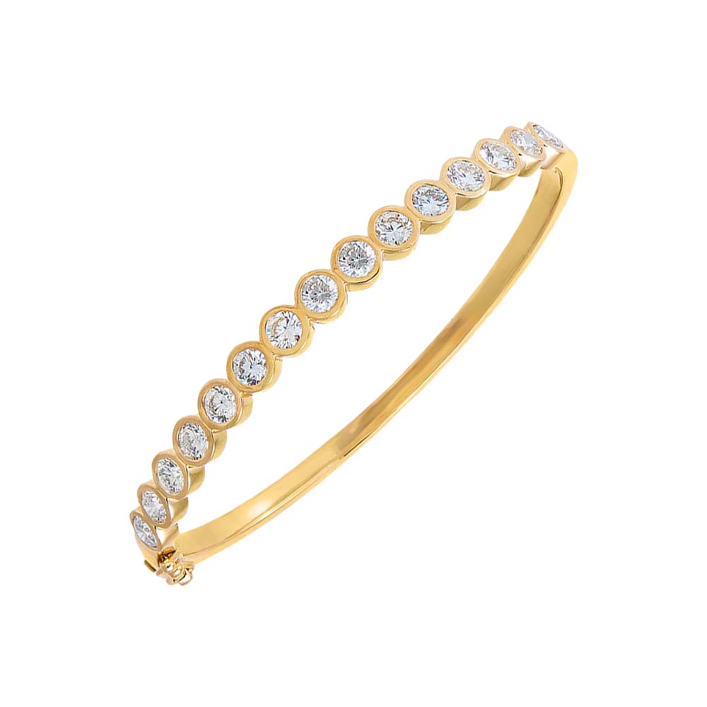 14K Gold Lab Grown Diamond Bezel Tennis Bangle Bracelet 14K - Adina Eden's Jewels
