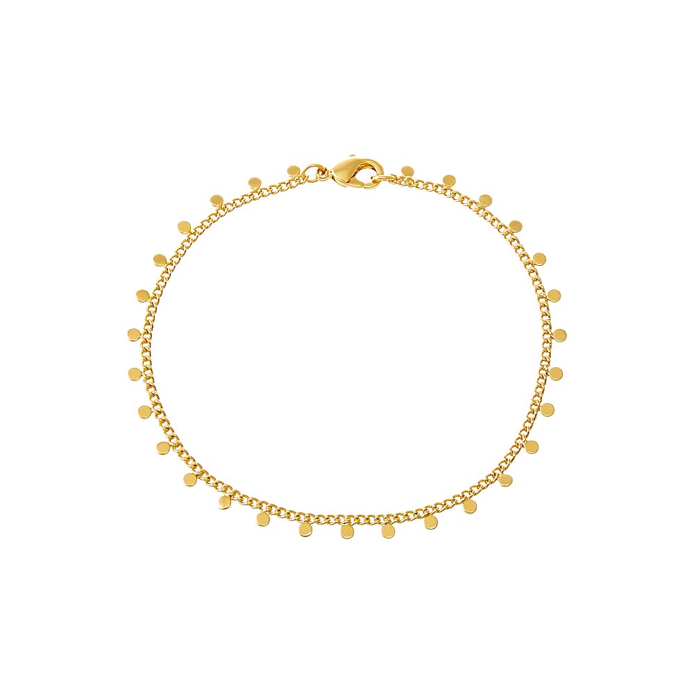 Gold / 6.75" Solid Dangling Discs Cuban Link Bracelet - Adina Eden's Jewels