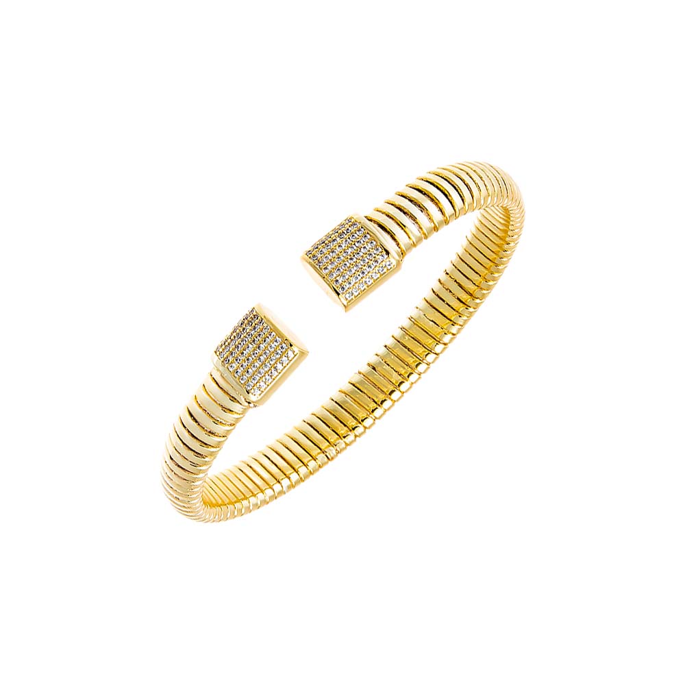 Gold Pave Square Claw Snake Bangle Bracelet - Adina Eden's Jewels