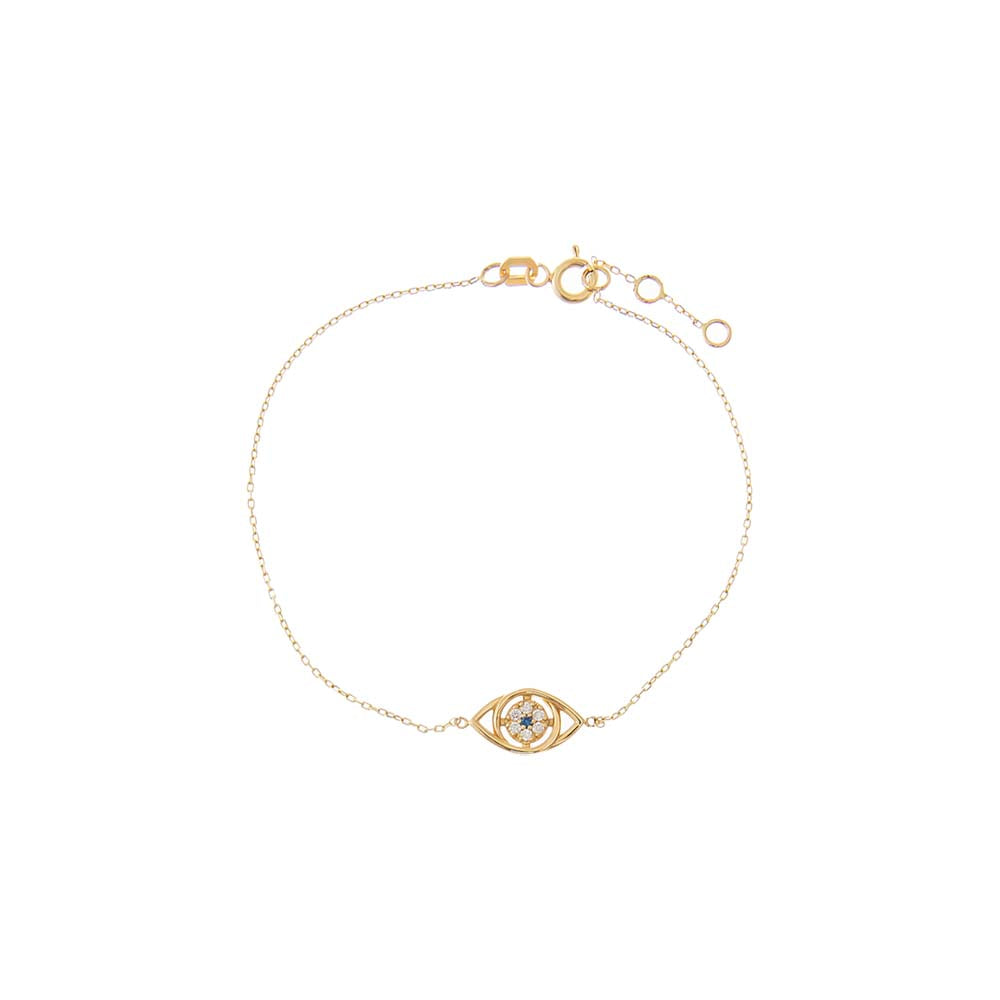 14K Gold Diamond Pave Colored Evil Eye Bracelet 14K - Adina Eden's Jewels