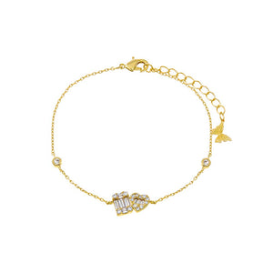 Gold Pave X Baguette Toi E Moi Bezel Bracelet - Adina Eden's Jewels