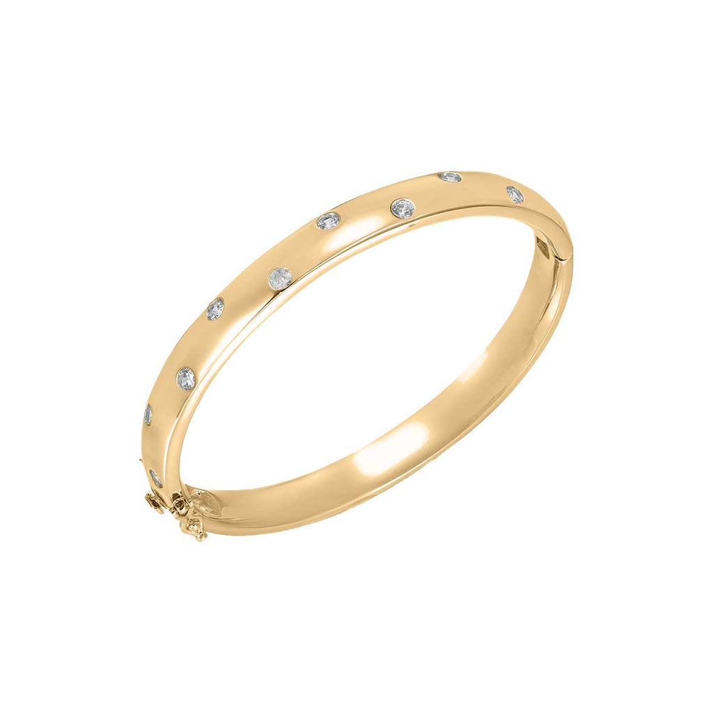 Gold CZ Scattered Wide Bangle Bracelet - Adina Eden's Jewels
