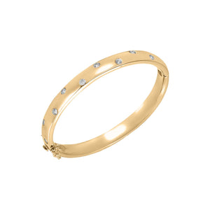 Gold CZ Scattered Wide Bangle Bracelet - Adina Eden's Jewels