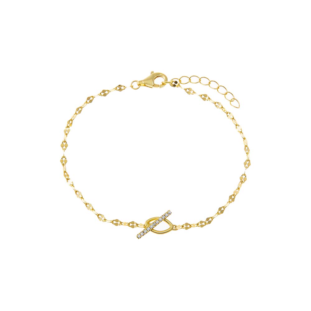 Gold Flat Mariner Chain Toggle Bracelet - Adina Eden's Jewels