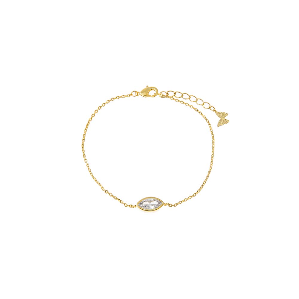Gold CZ Marquise Bezel Charm Bracelet - Adina Eden's Jewels