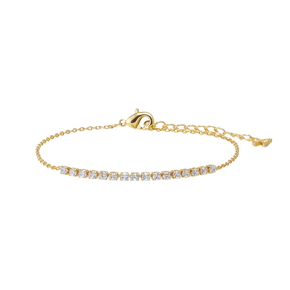 Gold Colored Four Prong Half Tennis Bracelet - Adina Eden's Jewels