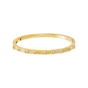 Gold Scattered CZ Bezel Bangle Bracelet - Adina Eden's Jewels