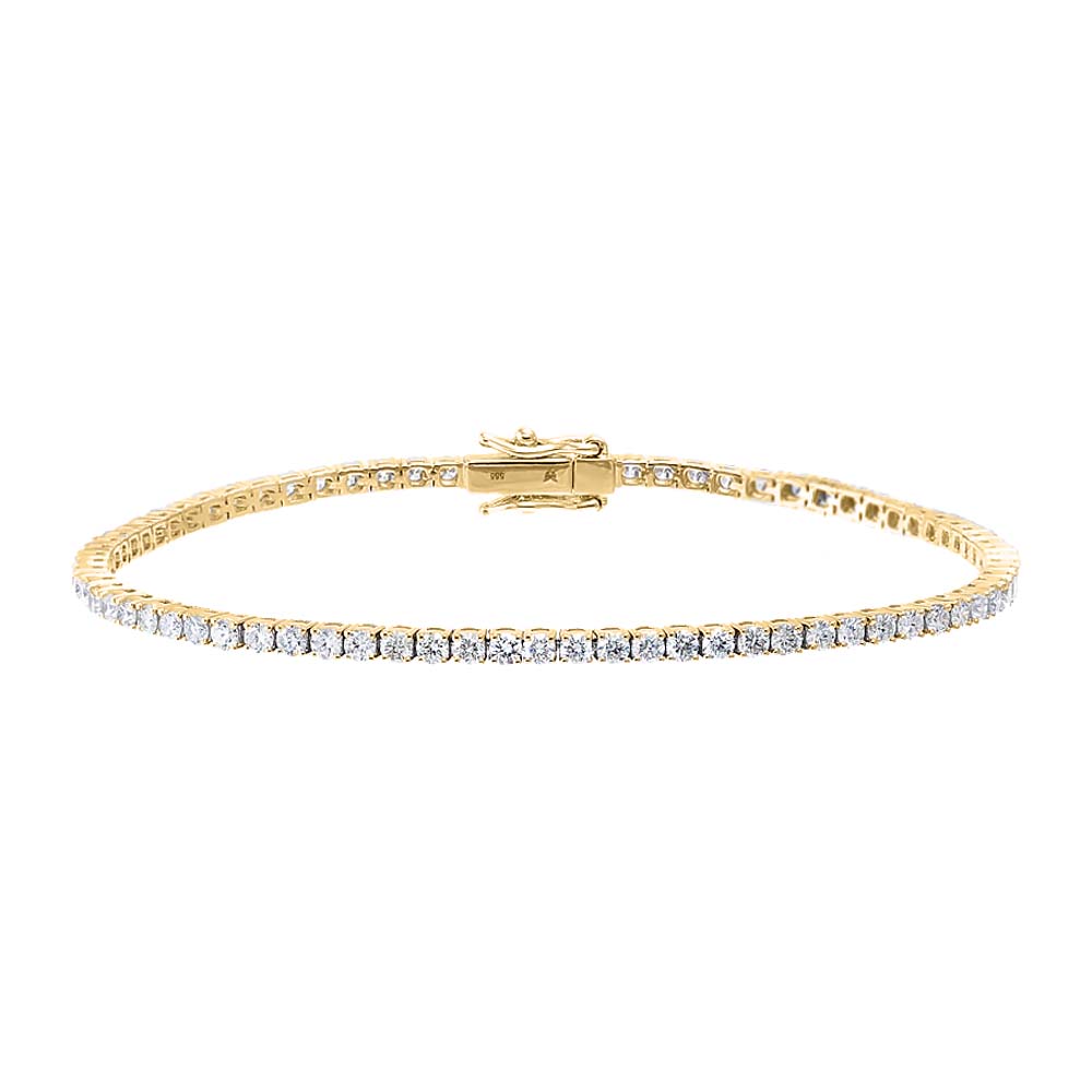14K Gold / 3CT Lab Grown Diamond Four Prong Tennis Bracelet 14K - Adina Eden's Jewels