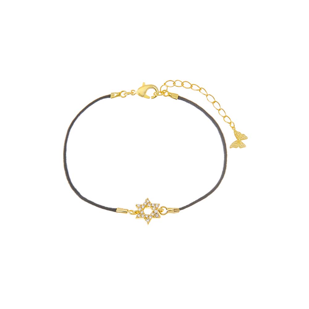 Gold Pave Star Of David Rope Bracelet - Adina Eden's Jewels