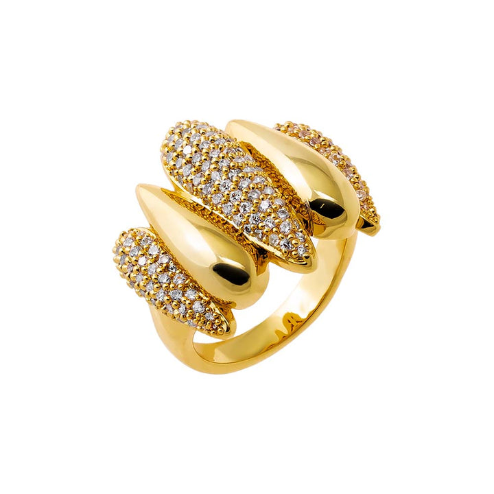 Solid Pave Elongated Teardrops Ring Adina Eden