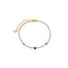 Magenta Colored Graduated Heart Tennis Bracelet - Adina Eden's Jewels