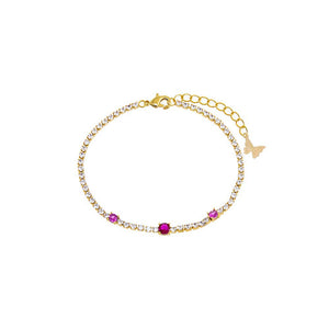 Magenta Colored Graduated Solitaire Tennis Bracelet - Adina Eden's Jewels
