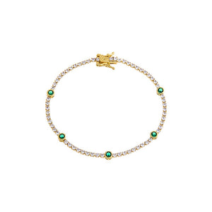 Emerald Green Colored CZ Solitaire Accented Tennis Bracelet - Adina Eden's Jewels