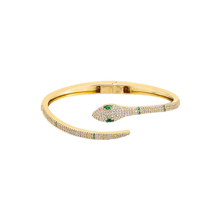 Gold Pave Colored Snake Bangle - Adina Eden's Jewels