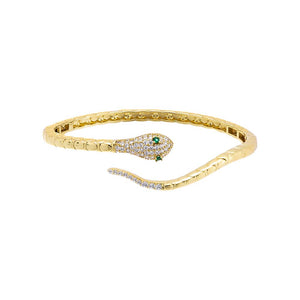 Gold Pave Snake Bangle - Adina Eden's Jewels