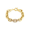 Gold Solid/Pave Accented Oval Link Bracelet - Adina Eden's Jewels