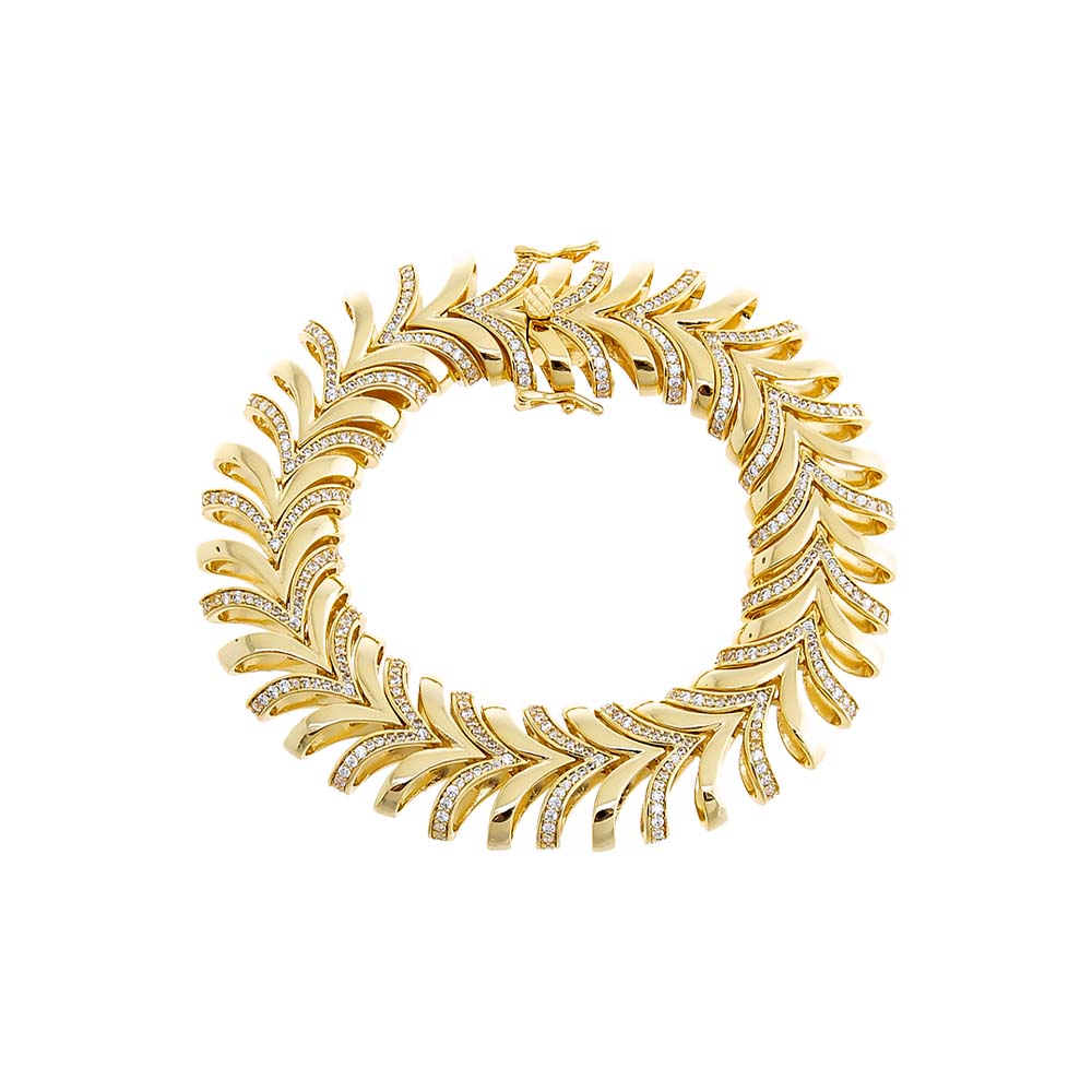 Gold Solid/Pave Chevron Tennis Bracelet - Adina Eden's Jewels