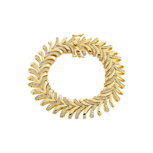 Gold Solid/Pave Chevron Tennis Bracelet - Adina Eden's Jewels