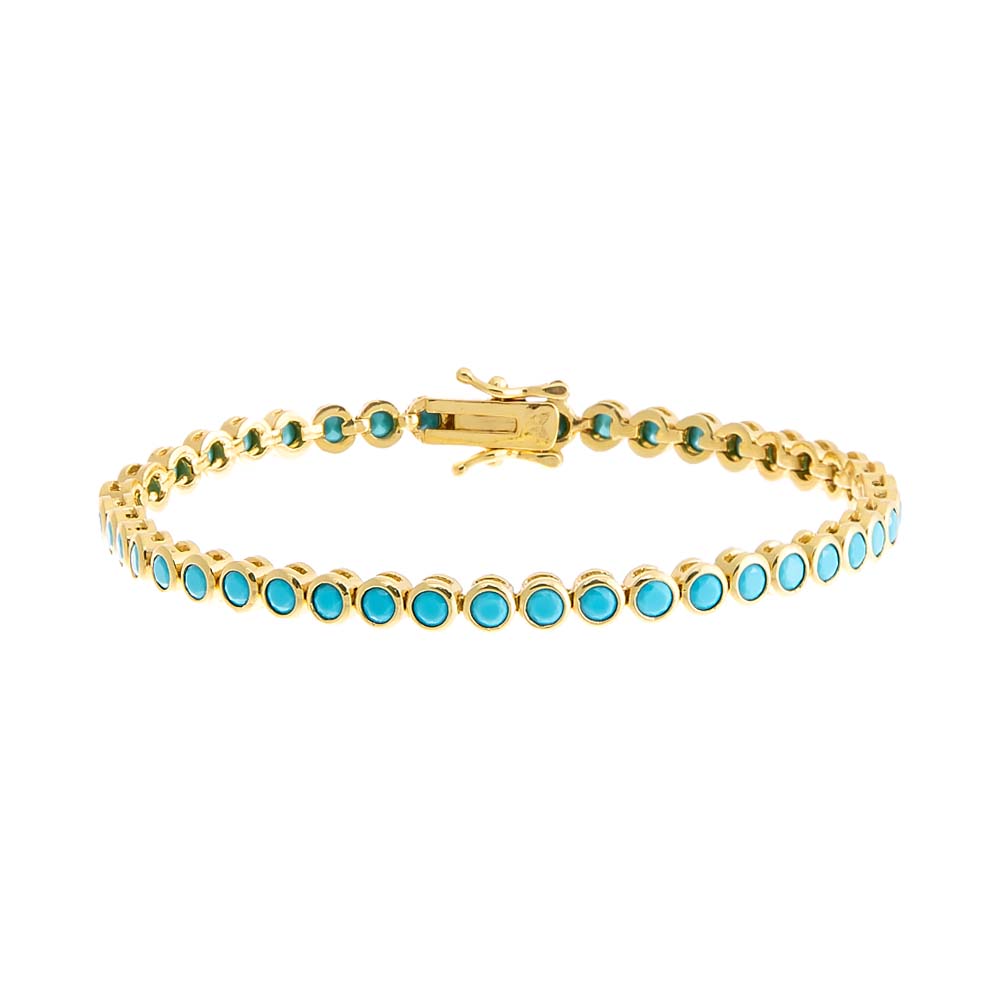 Turquoise Colored Bezel Tennis Bracelet - Adina Eden's Jewels