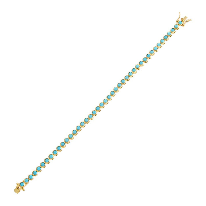  Turquoise CZ Bezel Tennis Bracelet - Adina Eden's Jewels