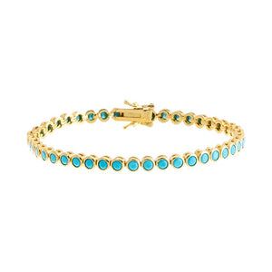 Turquoise Turquoise CZ Bezel Tennis Bracelet - Adina Eden's Jewels