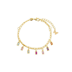 Multi Color Pastel Colored Dangling Baguette Bracelet - Adina Eden's Jewels