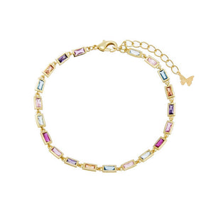 Multi Color Pastel Colored Baguette Bracelet - Adina Eden's Jewels