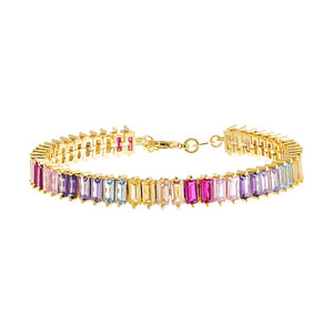 Multi Color CZ Multi Colored Baguette Tennis Bracelet - Adina Eden's Jewels