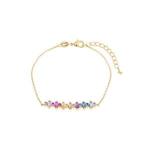 Multi Color Multi Colored Solitaire X Baguette Bar Bracelet - Adina Eden's Jewels