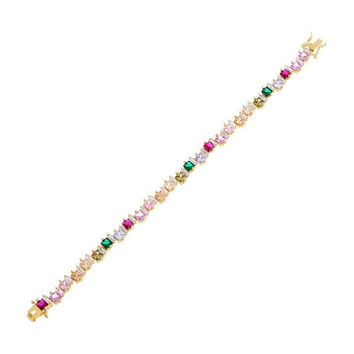  Multi Colored Scattered Baguette Tennis Bracelet - Adina Eden's Jewels