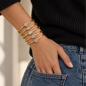 Colored Oval Shape Bezel Bangle - Adina Eden's Jewels