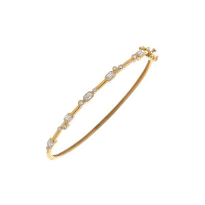 Lab Grown Diamond Emerald Bezel Bubbles Bangle Bracelet 14K