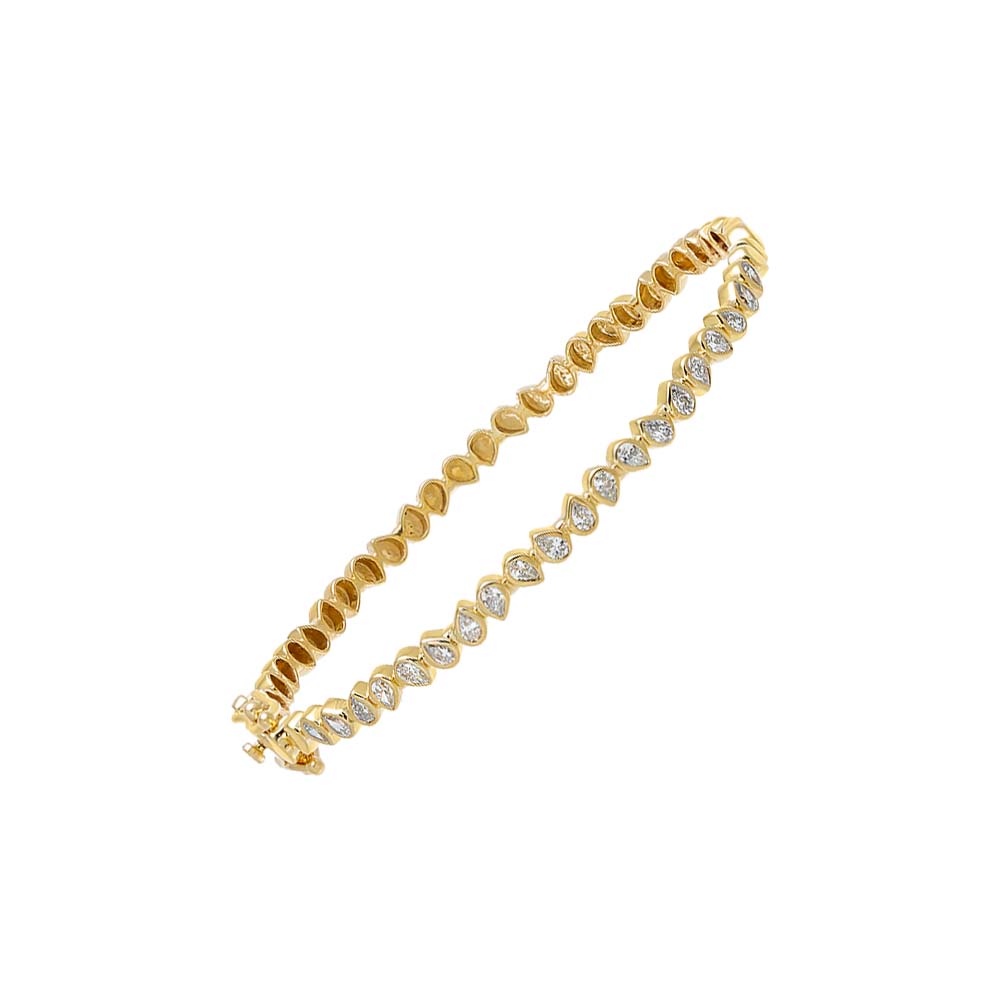 Lab Grown Diamond Multi Pear Bezel Bangle 14K