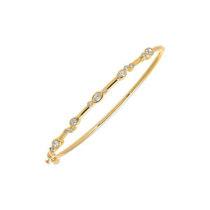 Lab Grown Diamond Round Bezel Bubbles Bangle Bracelet 14K